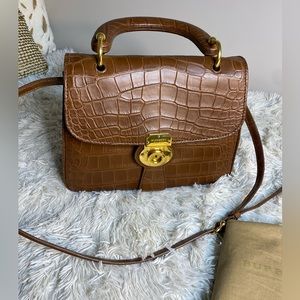 The Medium DK88 top handle bag in tan crocodile exotic leather
